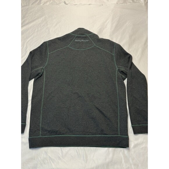 Tommy Bahama Flipshore 1/4 Zip Reversible Sweatshirt Green & Gray Mens Large - Picture 10 of 11